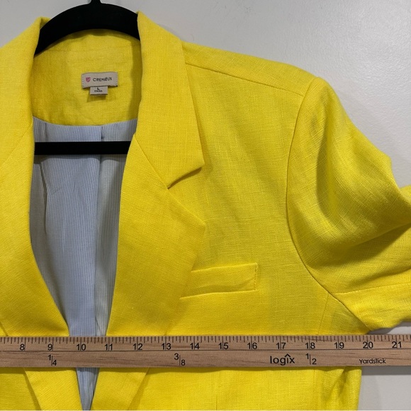 Cremieux Women’s Yellow 100% Linen One Button Lined Jacket Size L - Picture 8 of 9